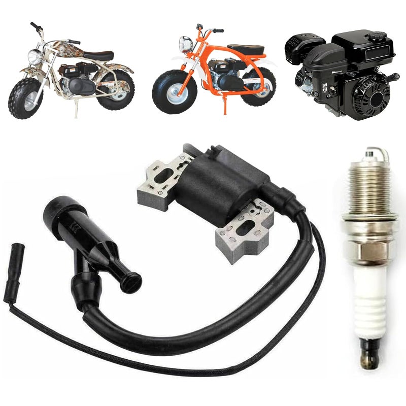 Chikia Mini Bike 212cc Ignition Coil with Spark Plug Compatible with Coleman Mini Bike CT200U EX Predator 212cc 196cc 224cc Hon-da GX160 GX200 5.5 6.5 HP - Image 1